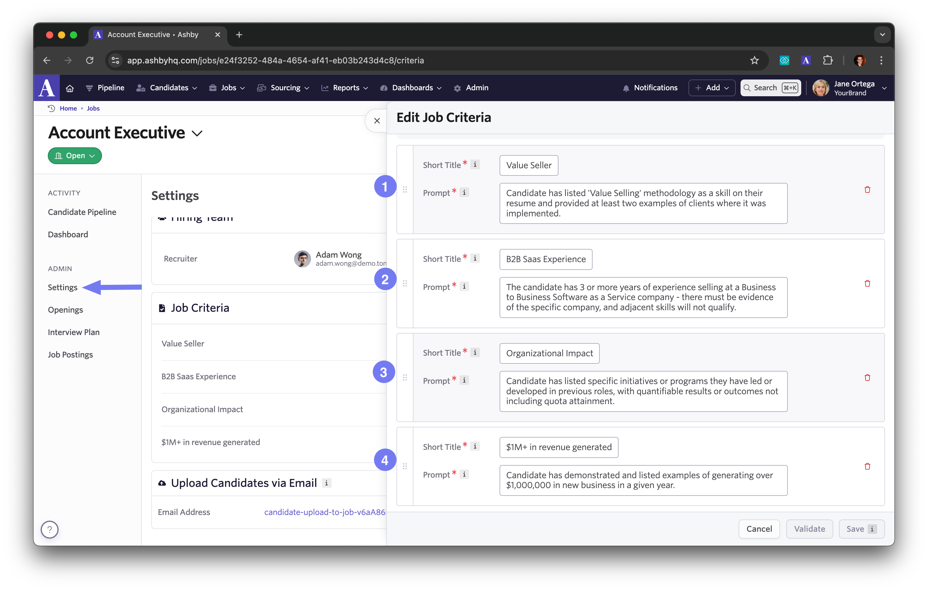 setting criteria for AI assisted application review