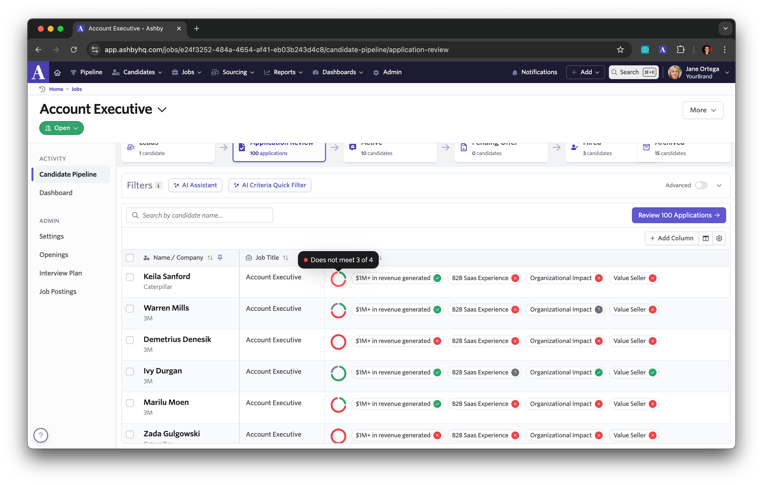 ai assisted application-review criteria results