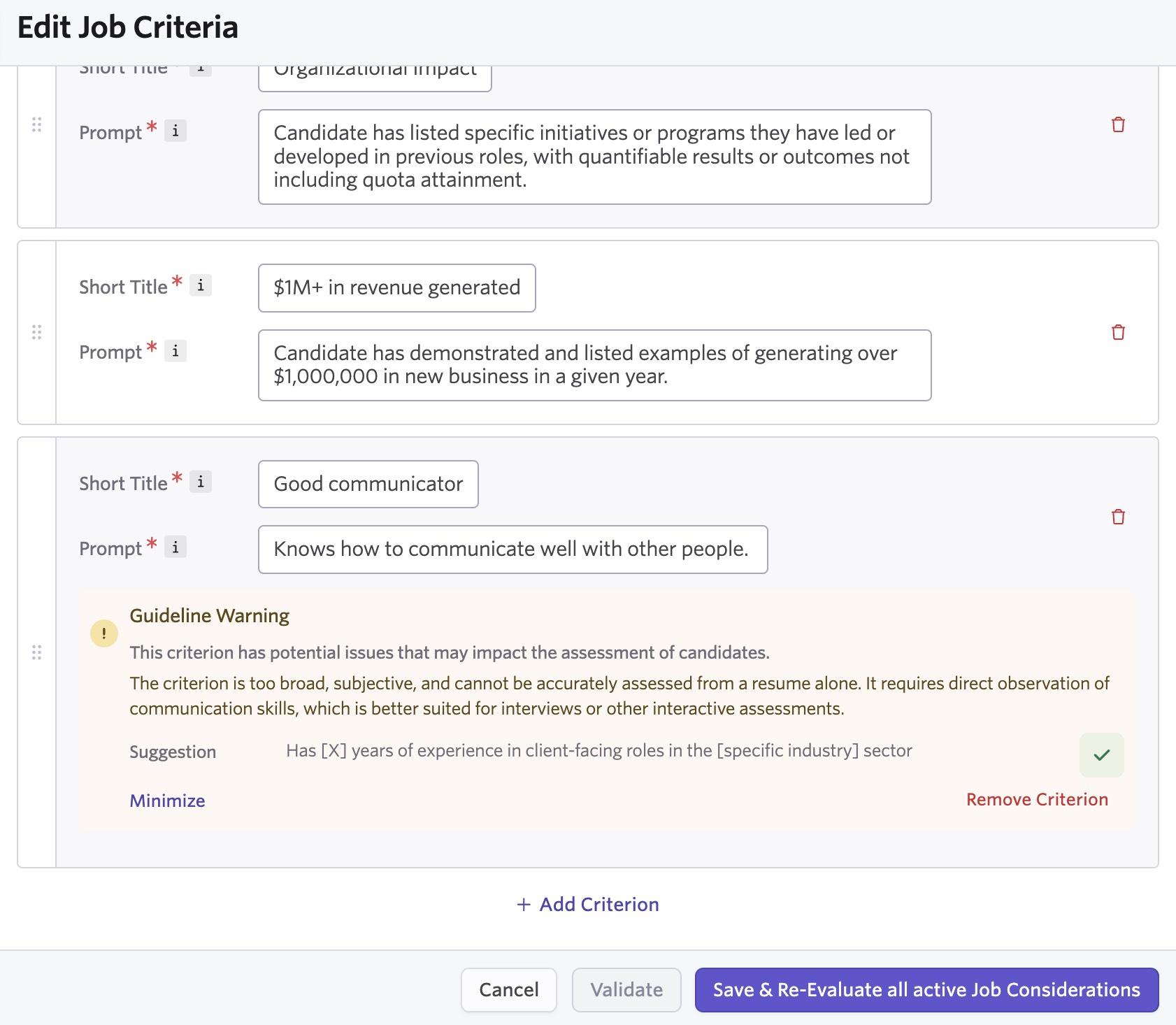 guideline for criteria