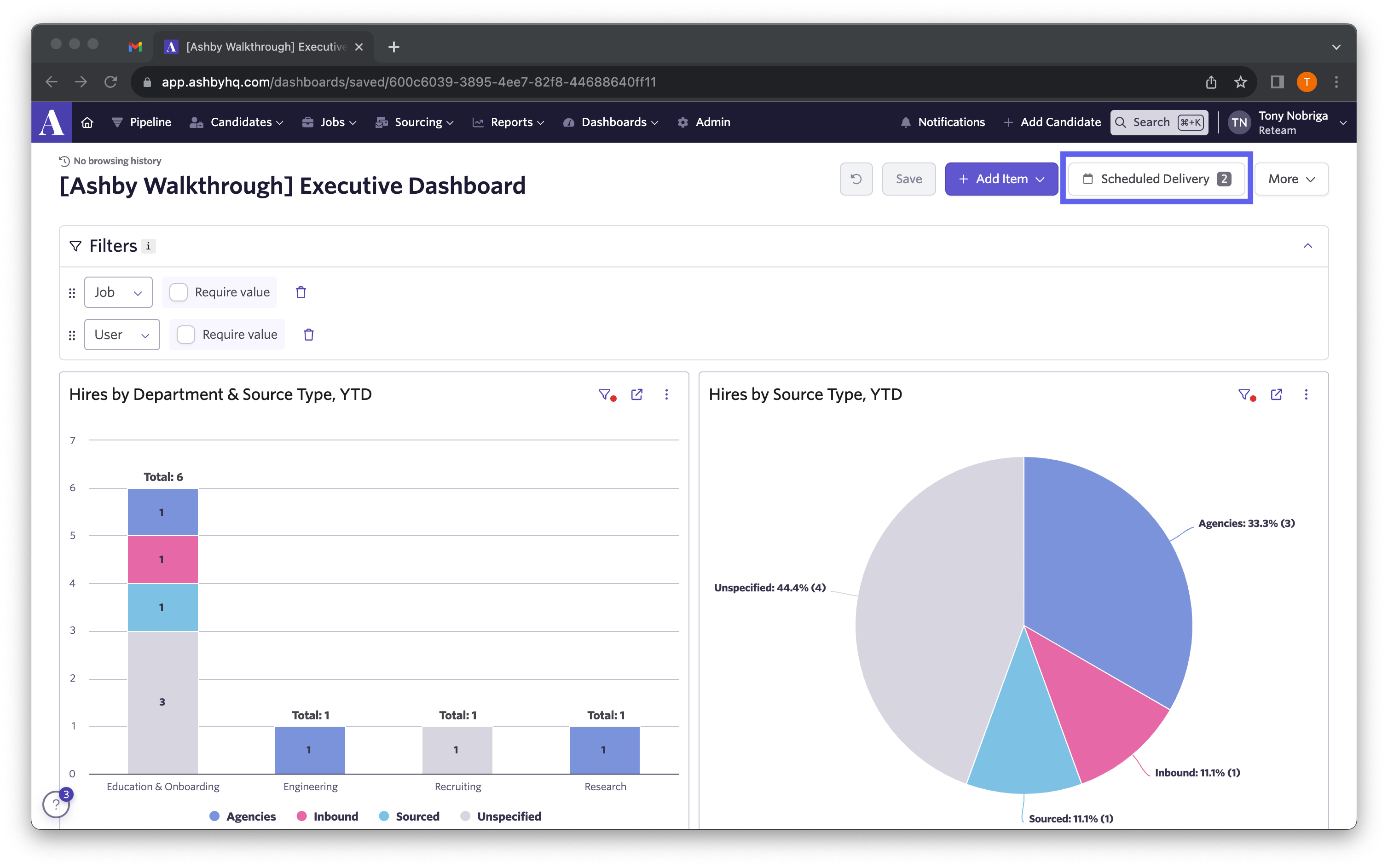 scheduled dashboard button